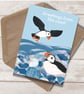 Blank card Note Hello Greeting card - puffin coastal blank inside - Image 3