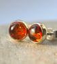 Amber and Sterling Silver Stud Earrings  - Image 1