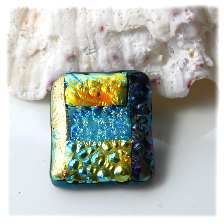 Patchwork  Brooch 104 Dichroic Fused Glass Handmade 