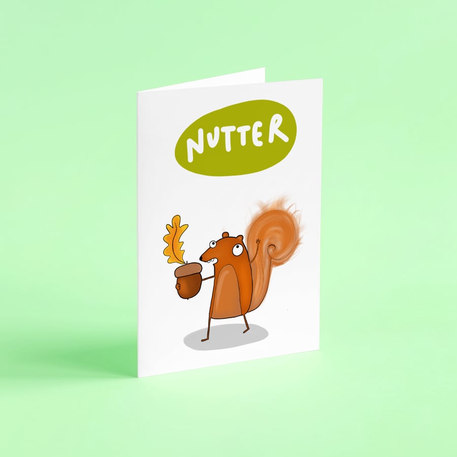Nutter squirrel Autumn card 