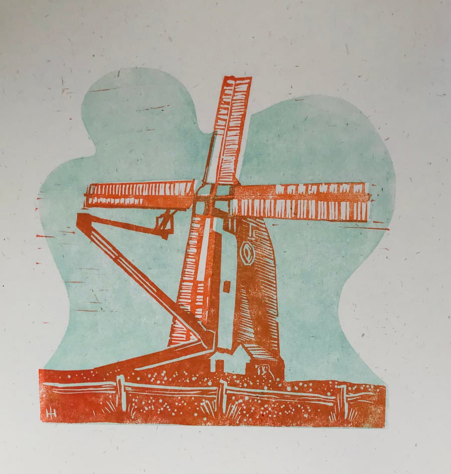 “Oldland Mill” Letterpress and Lino-cut poster. Orange.