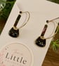 Black Cat Face Hoop Earrings, Enamel Charms, Handmade Jewellery  - Image 2