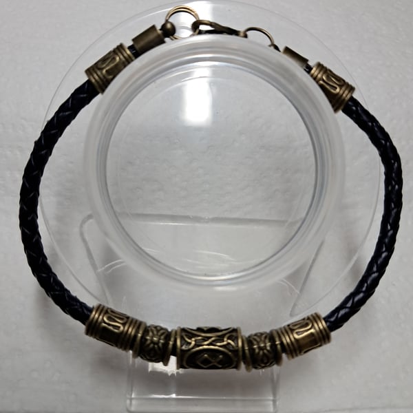 Leather Viking  Rune Bracelet Unisex 