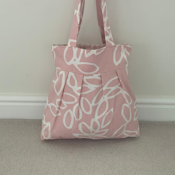 Beautiful Pleated Tote Bag, Patterned Fabric, Hand Bag