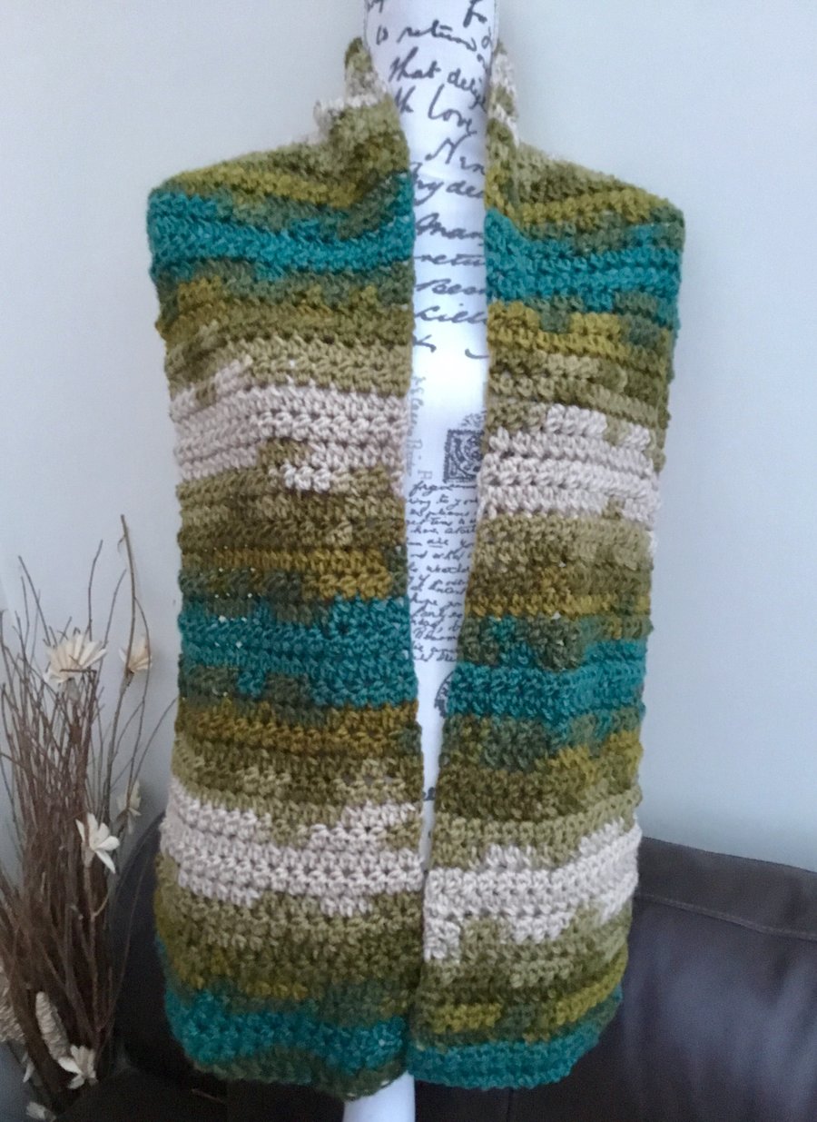 Favori Batik Chunky Crocheted Wide Scarf or Shoulder Wrap.
