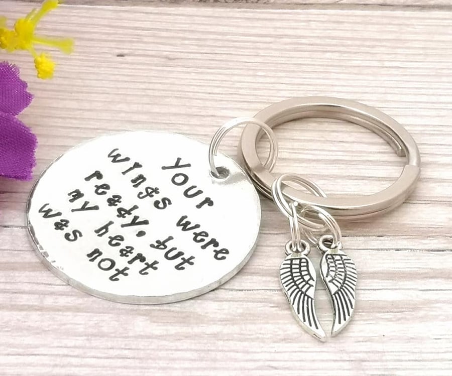 Your Wings Were Ready But My Heart Was Not Keychain - Angel Wing - Memorial Gift