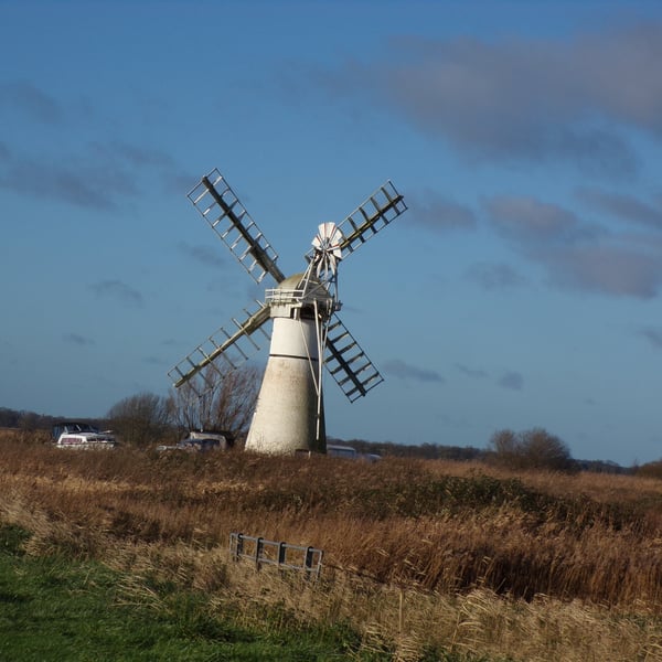 Greeting Card Windmill on The Norfolk Broads Photo Card A5