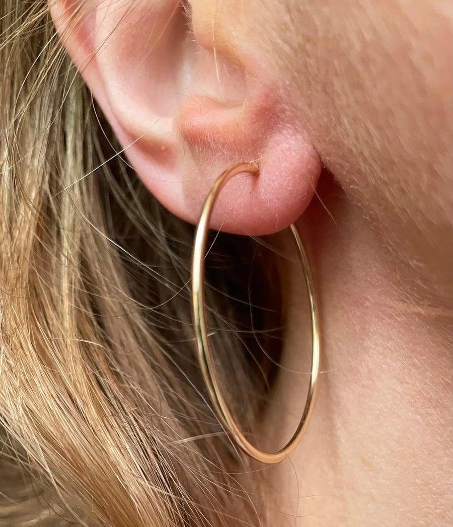 42mm 9ct Gold Hoop Earrings 