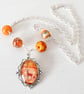 Autumn Pendant Necklace, Orange Necklace, Animal Art Pendant, Deer, Lyre - Image 7