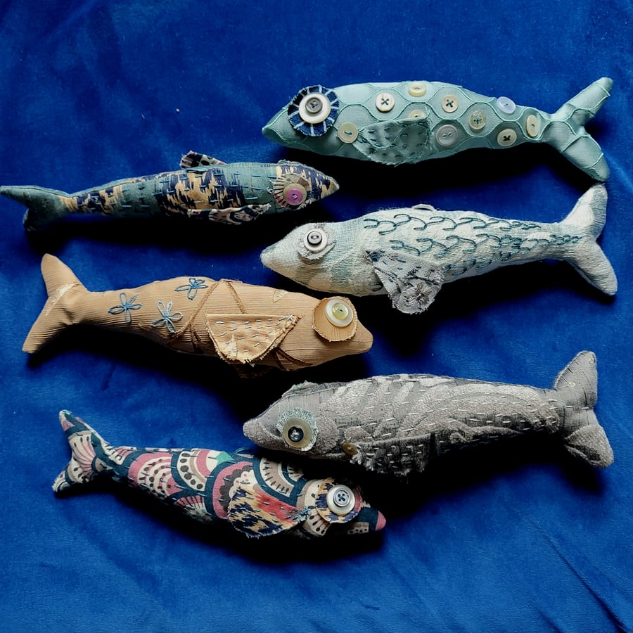 Fancy Fabric Fish Upcycled Textile Decoration
