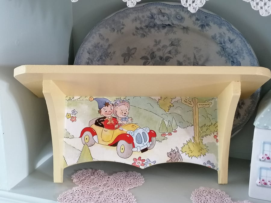 Wooden Wall Storage Shelf Made Using Vintage Noddy Design Retro Laura Ashley Pai