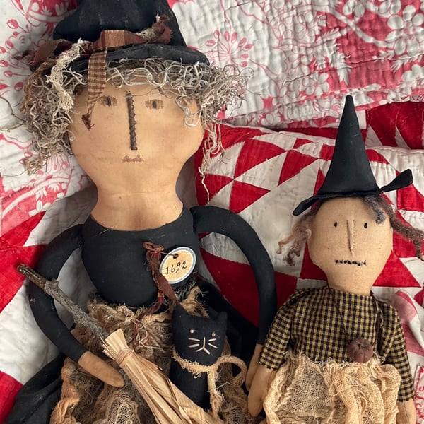 Primitive Salem Witch Doll & Cat