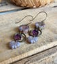 Nature Inspired Czech Glass Flower & Leaf Earrings. Lavender & Lilac Earrings  - Image 3