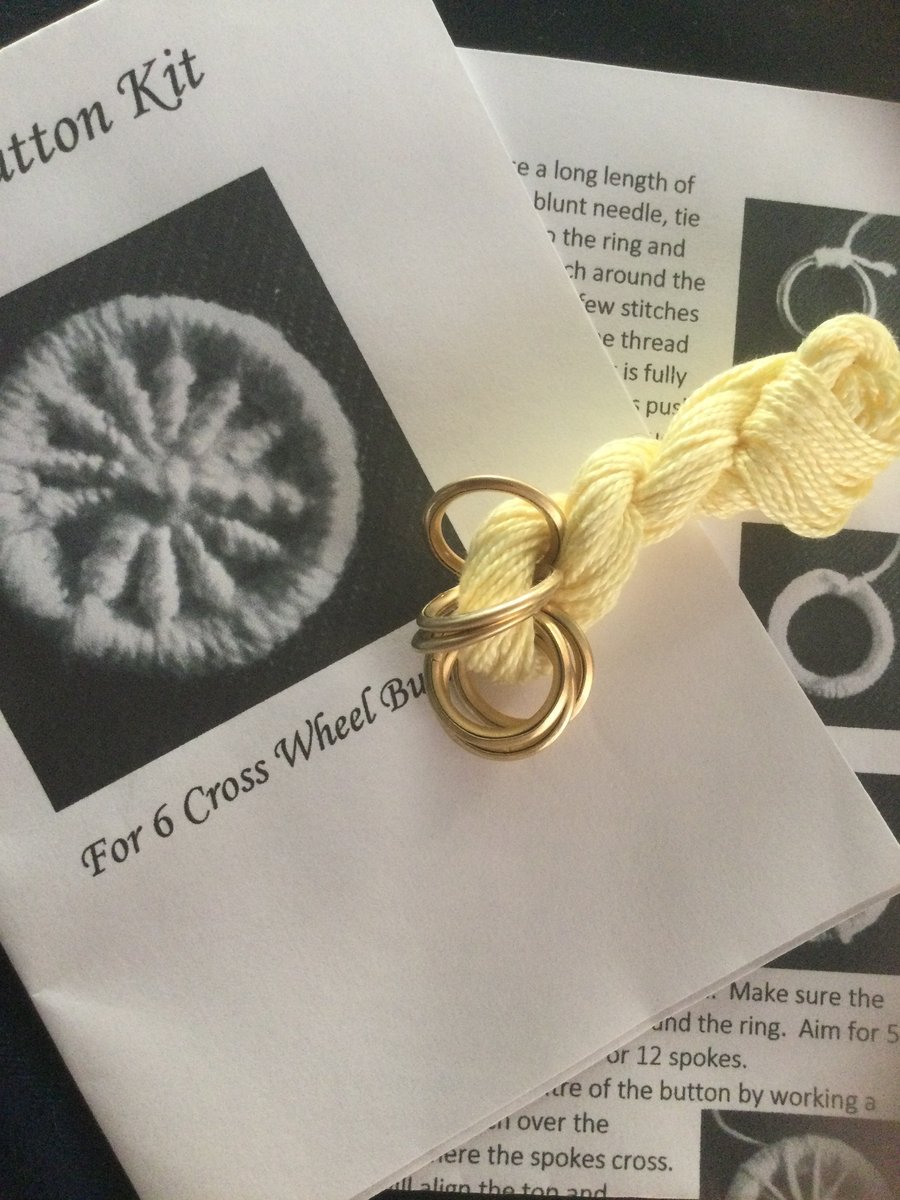 Kit to Make 6 x Dorset Cross Wheel Buttons, Primrose, K4