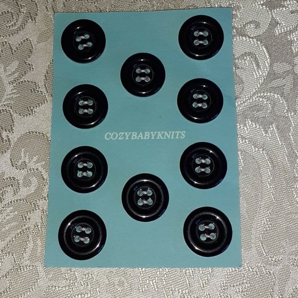 18MM BLACK ROUND BUTTONS WITH FOUR HOLES FOR ATTACHING 