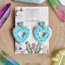 Handmade Heart Iced Biscuit doughnut with sprinkles Polymer Clay Earrings