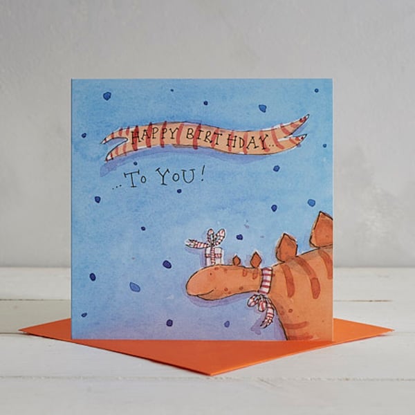 Happy Birthday Dotty Stegosaurus greetings card