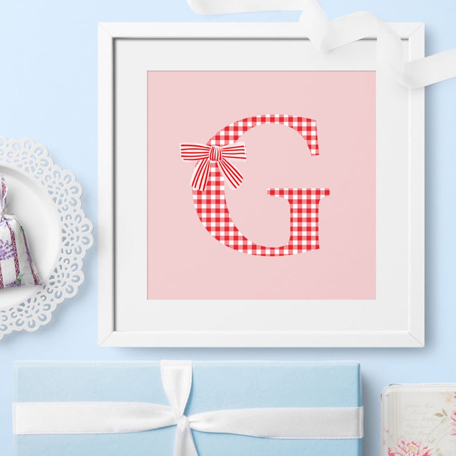 Cottage Check Personalised Print for Her