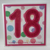 Handmade pink glitter 18th birthday card