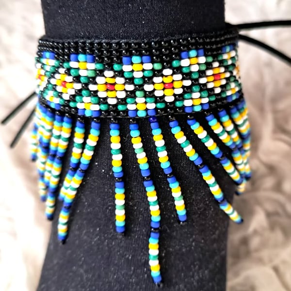 Seed Bead  Handmade Multicoloured Loom Bracelet or Anklet 