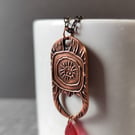 Copper and seaglass pendant, unique, recycled material