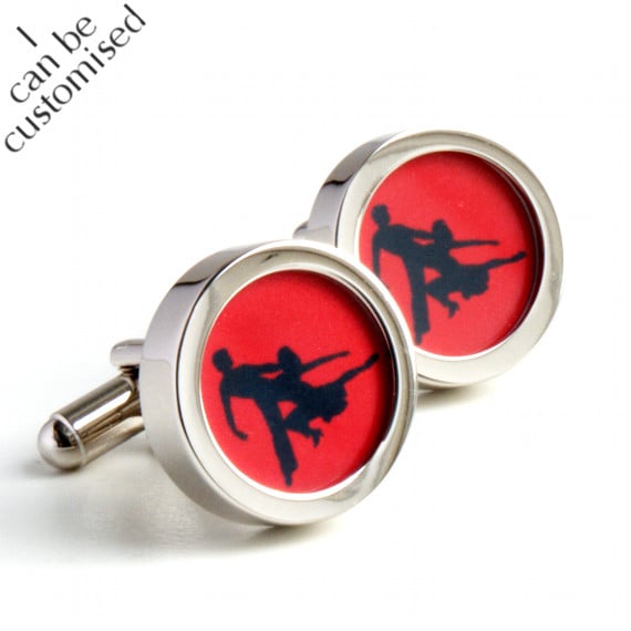Salsa Cufflinks for Dancing Fans in Red and Black- Colour can be Customised