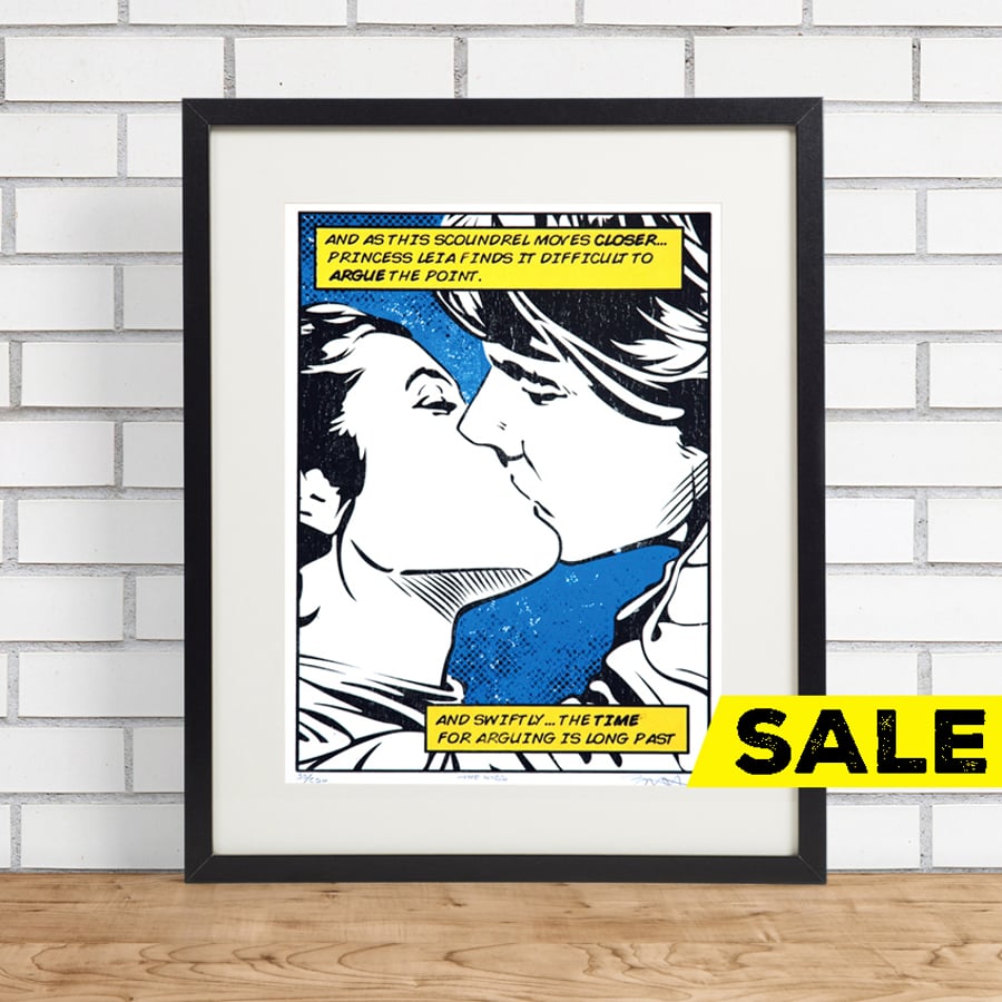 Star Wars Han & Leia 'The Kiss' Hand Pulled Limited Edition Screen Print