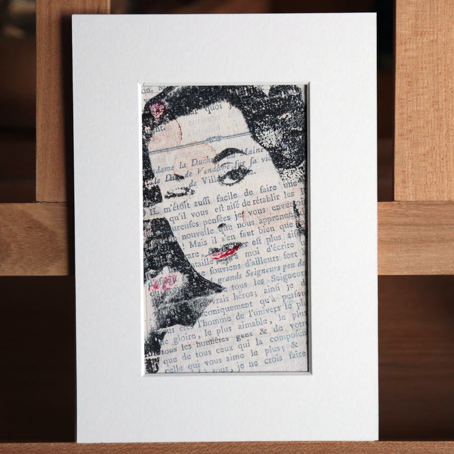 Small Art Gel Plate Print One of a kind Mounted