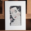 Small Art Gel Plate Print One of a kind Mounted