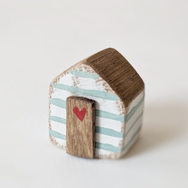 Teeny Hand Painted Wooden Beach Hut