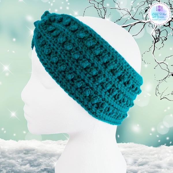 Crochet headband, ear warmer. Teal, jade twist ear warmer. Teal headband.