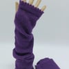 Alpaca wool hand warmers, handmade fingerless gloves, purple wrist warmers