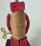 Handbuilt Ceramic Wonky Robot: Pink and Gold Wobot - Image 4