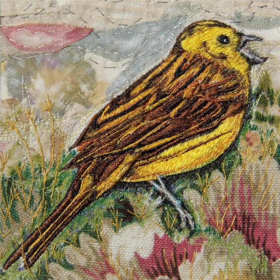 Yellowhammer - Original Embroidery Collage
