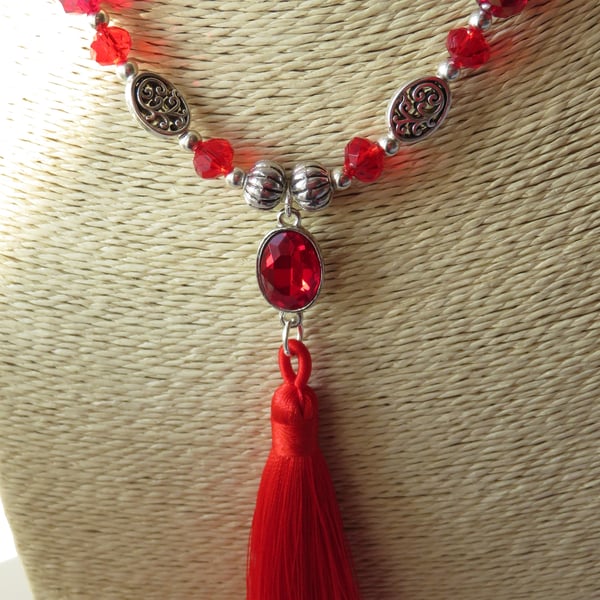 Ruby tassel necklace