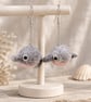 Dolphin Needle Felt Dangly Earrings – Handmade dolphin earrings OOAK 