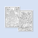 (Digital) Christmas Tree And Holly Plant Two Colouring Pages