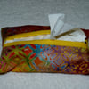 Travel Tissue Holder in Yellow  Batik  Print Cotton Fabric