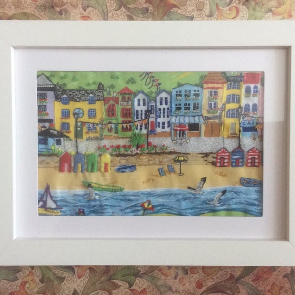 Seaside Summer Beach Stitched Framed Picture 