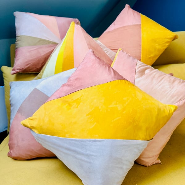 Plant dyed Silk Cushion - Avocado, Marigold and Alkanet