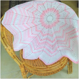 Hand crocheted  Baby Star Blanket in Pink