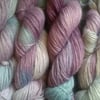 100g Hand-dyed 100% WENSLEYDALE WOOL DK blue pale aqua lavender