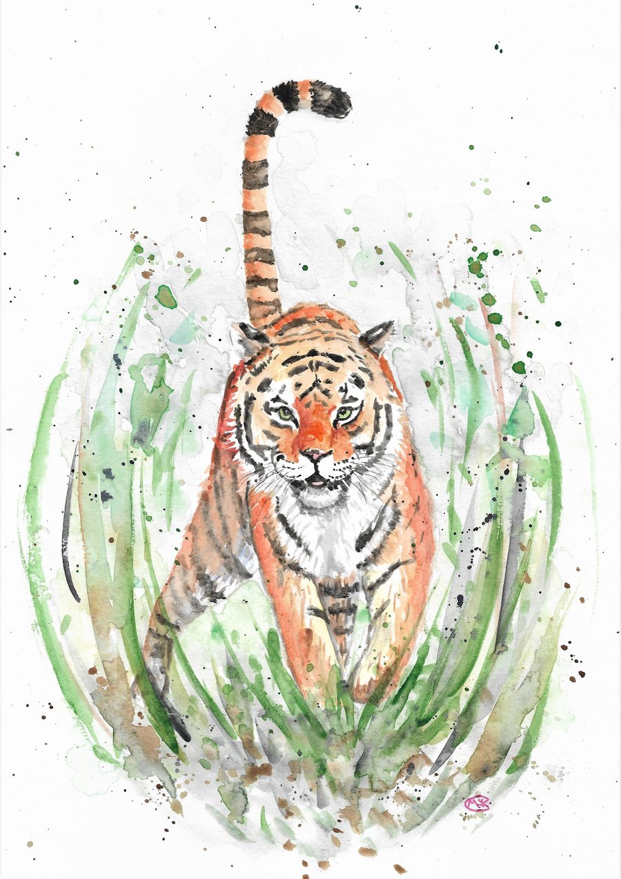 Tiger, wild cat, jungle cat, original painting