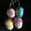 4 pretty Wooden Easter eggs