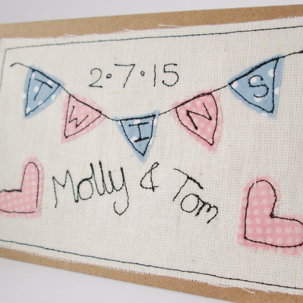 New Twins card - personalised baby twins card baby boy, baby girl card
