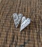 Handmade Fine Silver Textured Little Heart Stud Earrings - Image 3