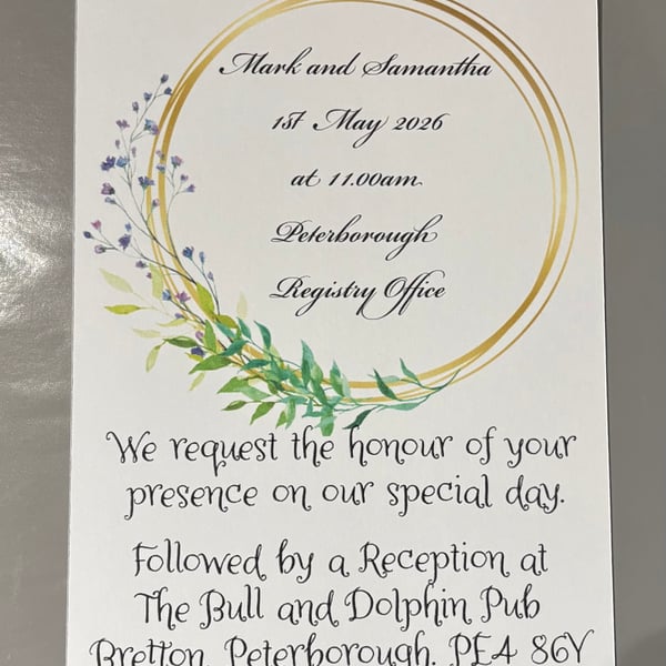 Gold Ring Floral Wedding Invitation Suite – Formal, Evening, Details & RSVP