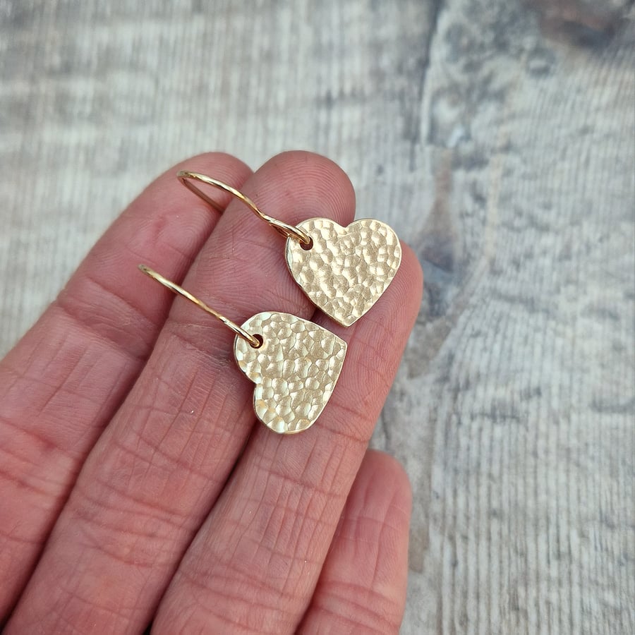 Gold heart cheap drop earrings