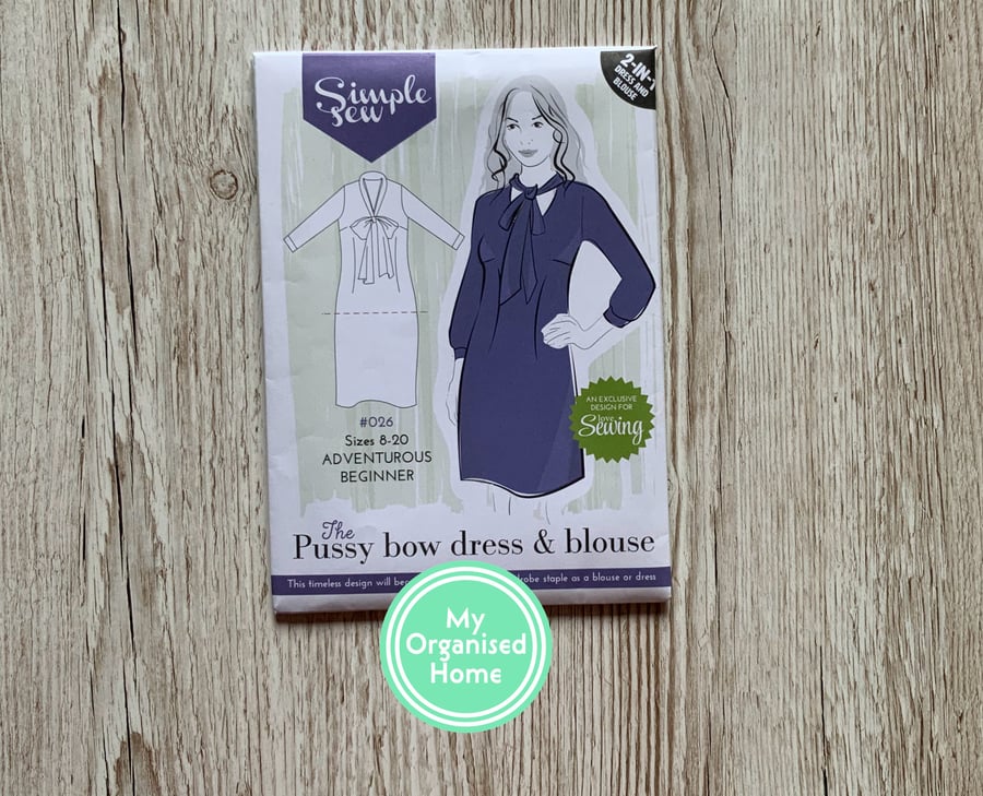 Simple Sew Pussy Bow Dress and Blouse sewing pattern, 026, sizes 8-20