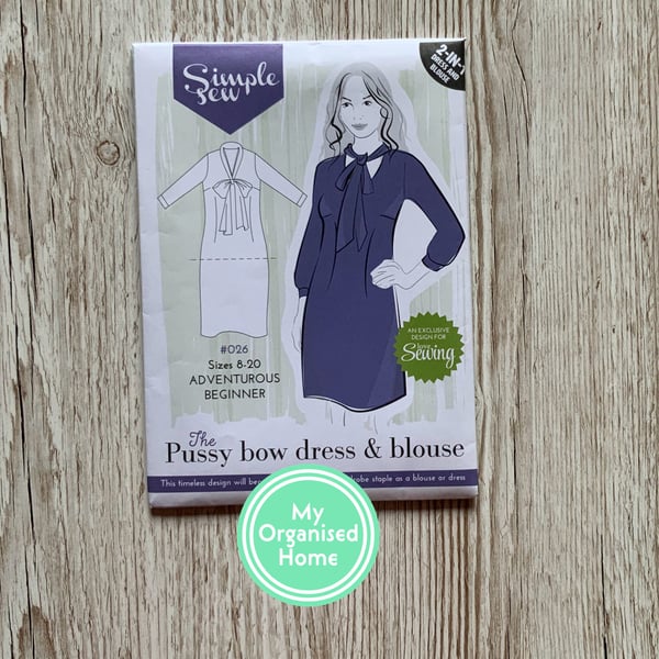 Simple Sew Pussy Bow Dress and Blouse sewing pattern, 026, sizes 8-20